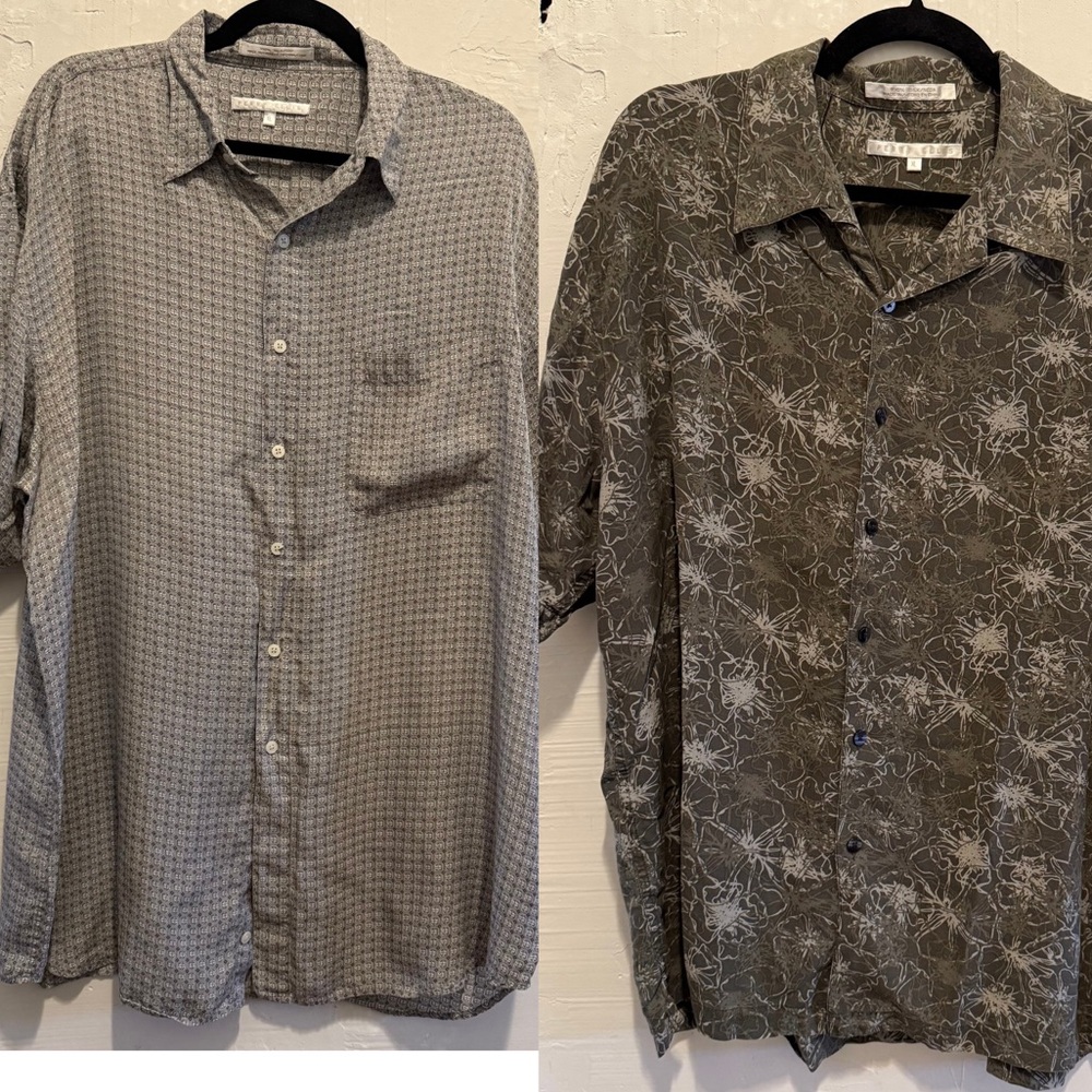 Vintage Perry Ellis Shirt LOT Mens Sz XL Silk Paisley Floral Geometric Collared‎
